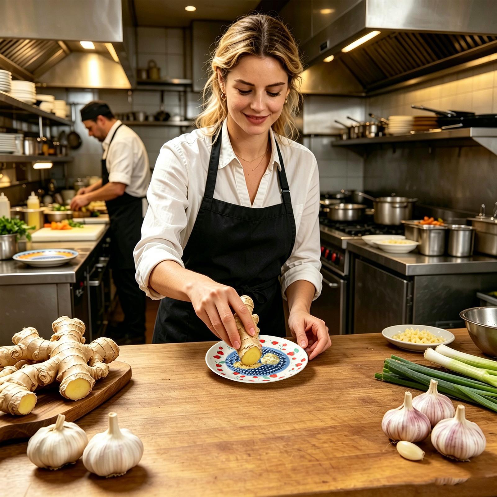 Kitchen Gadgets For Arthritic Hands - Knoblauch-Ingwer-Zerkleinerer, Keramik-Rundreibeplatte, Manuelles Gemüse- und Obst-Mahlwerkzeug