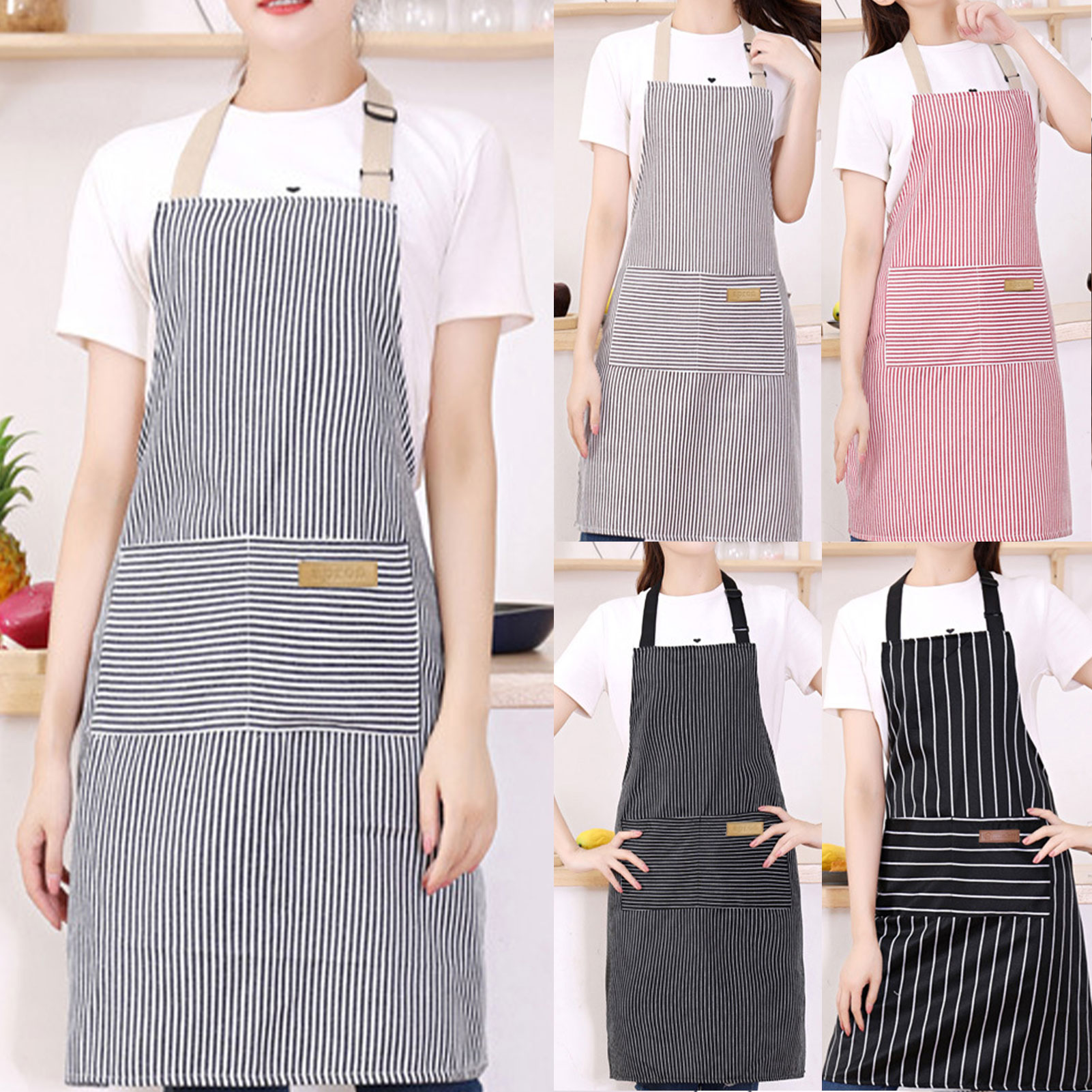 Kitchen Helper Gadgets - Gestreifte Latzschürze für Männer und Frauen,